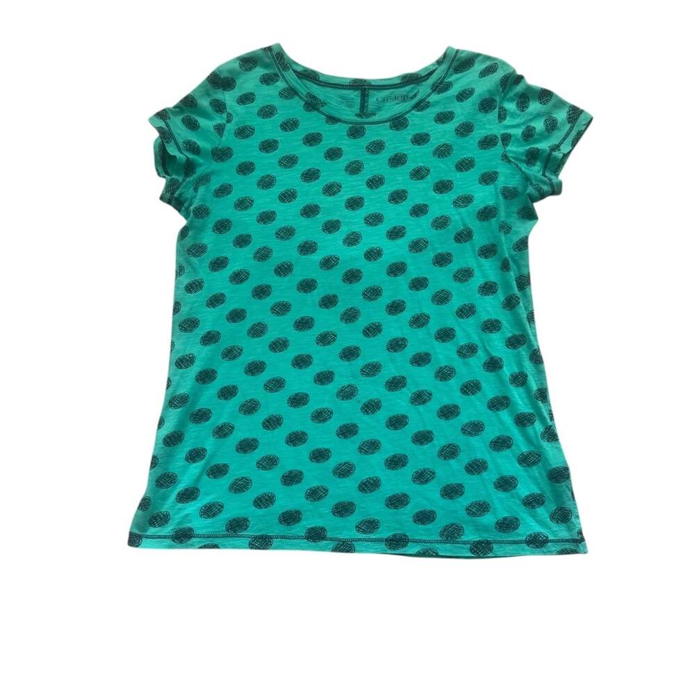 Caslon Tee Women's Medium Teal Navy Dot Print Scoop Neck Cotton Modal - Picture 4 of 12